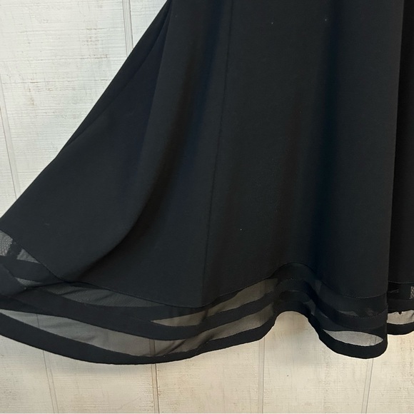 Calvin Klein Midi Dress Womens Size 10 Round Neck Sleeveless Sheer Ruffle Black - Picture 5 of 12